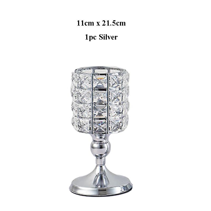 Shiny Crystal Candle Lantern Gold Candle Votives  