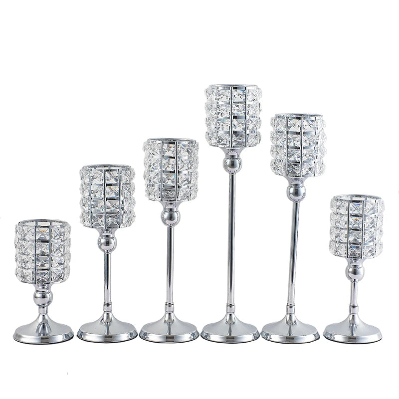 Shiny Crystal Candle Lantern Gold Candle Votives  