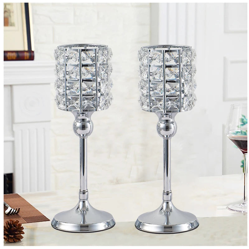 Shiny Crystal Candle Lantern Gold Candle Votives  