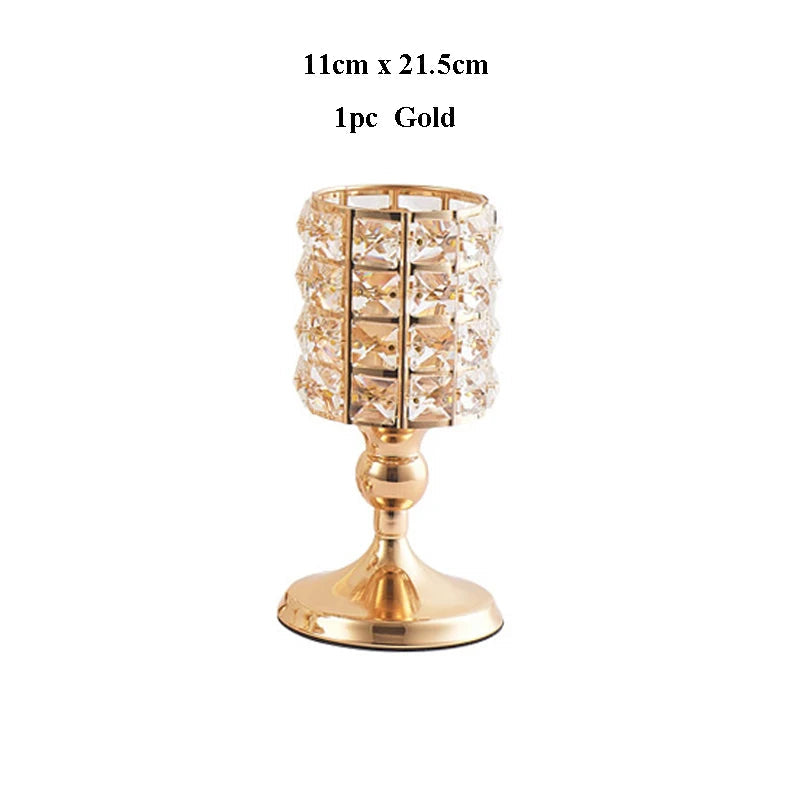 Shiny Crystal Candle Lantern Gold Candle Votives  