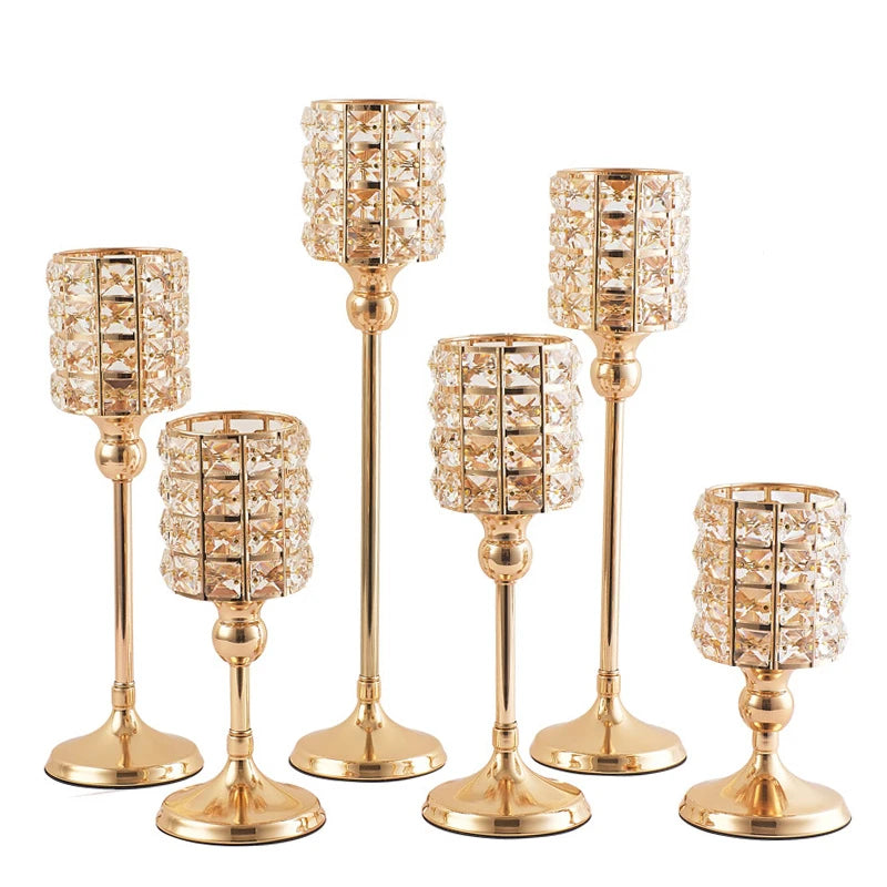 Shiny Crystal Candle Lantern Gold Candle Votives  