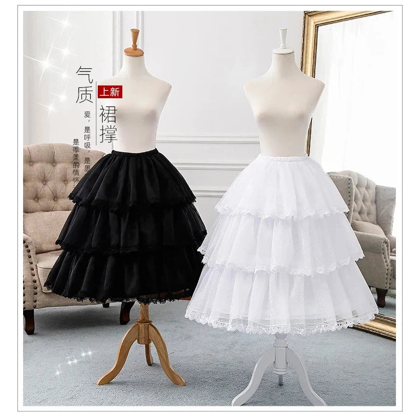 Short 50cm 68cm underskirt petticoat 3 Layers Hoop Ruffle A Line  