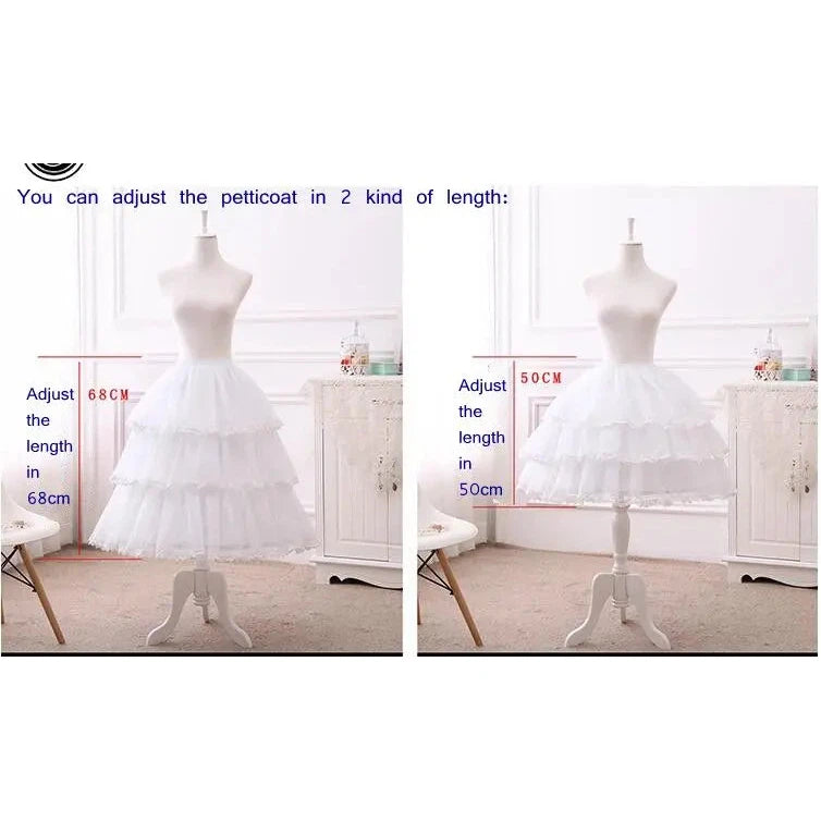 Short 50cm 68cm underskirt petticoat 3 Layers Hoop Ruffle A Line  