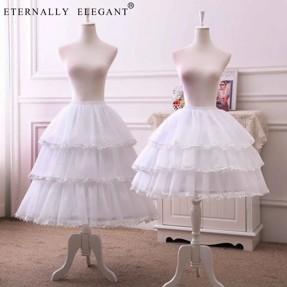 Short 50cm 68cm underskirt petticoat 3 Layers Hoop Ruffle A Line  