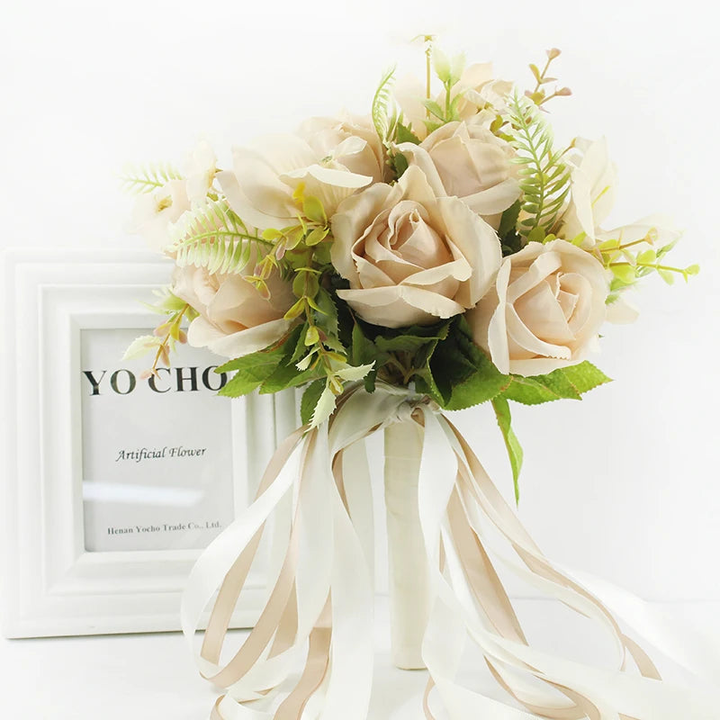 Silk Roses Wedding Bouquet for bridesmaids Bridal  