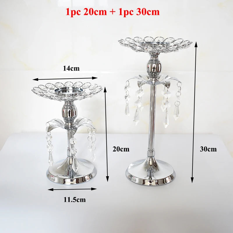 Silver Crystal Candle Holder Candlestick Table Centrepieces  