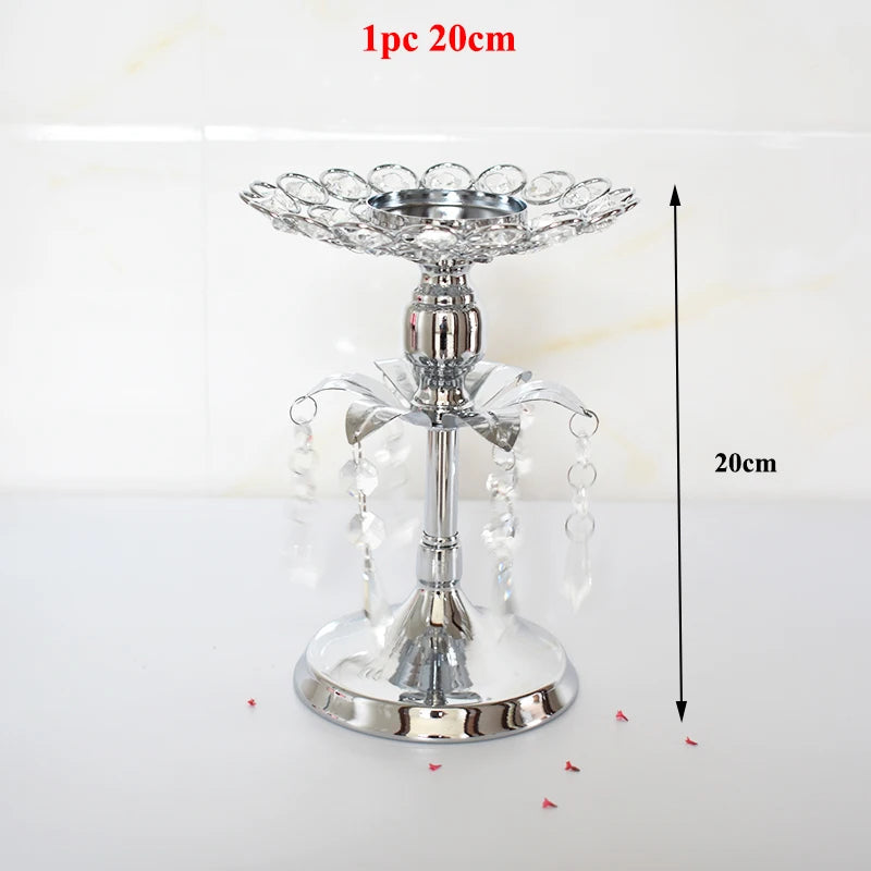 Silver Crystal Candle Holder Candlestick Table Centrepieces  