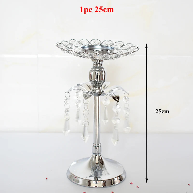 Silver Crystal Candle Holder Candlestick Table Centrepieces  