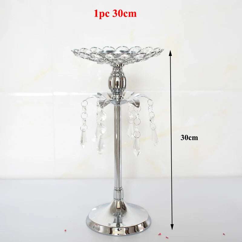 Silver Crystal Candle Holder Candlestick Table Centrepieces  