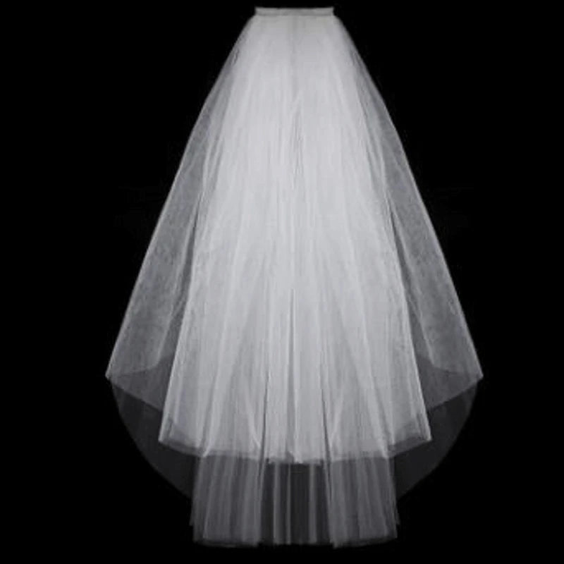 Tulle White Ivory Two Layers Bridal Veil Bride Accessories 75cm Short  