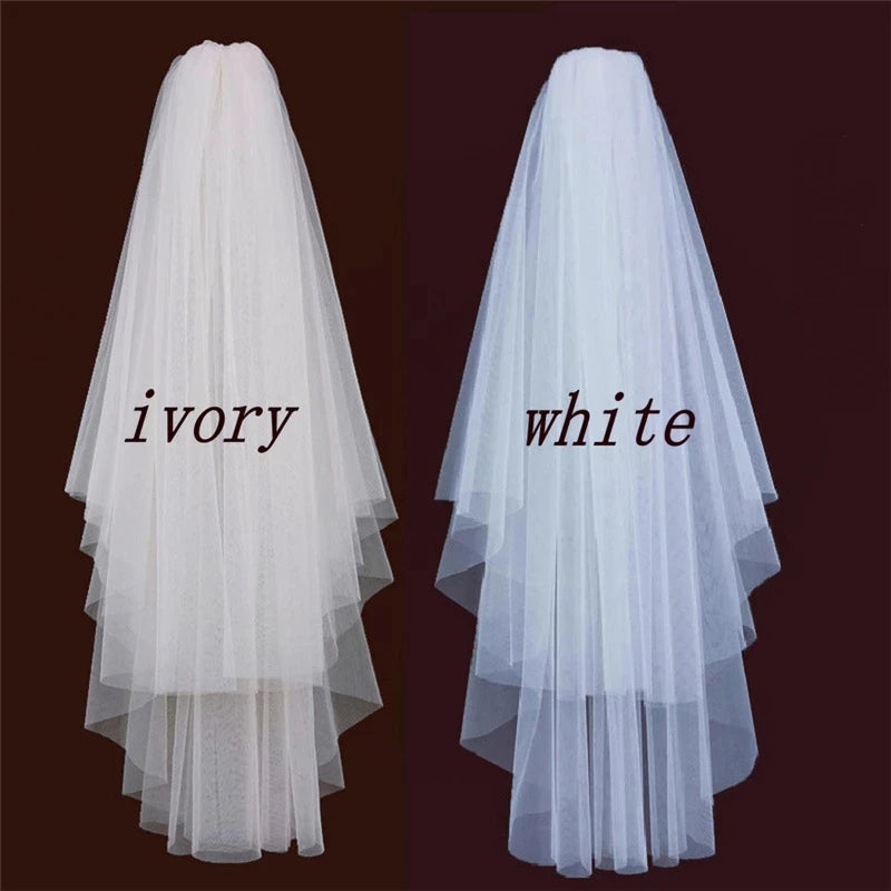 Two Layer Short Wedding Veil With Comb  