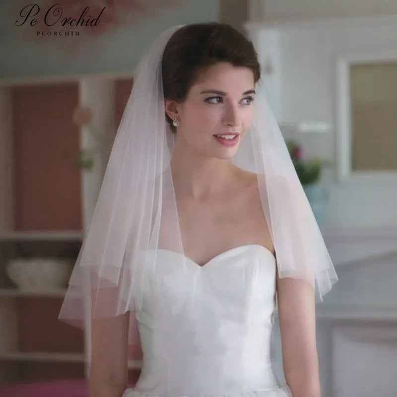 Two Layer Short Wedding Veil With Comb  