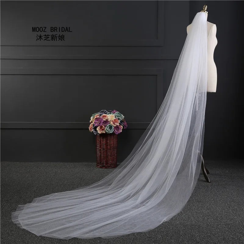 Two Layer Wedding Accessories 3-Meter Length Long Soft Tulle Bridal Veils  