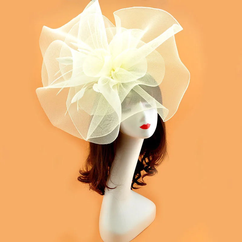 Vintage Bridal Flower Feather Fascinator Hats Bride Net