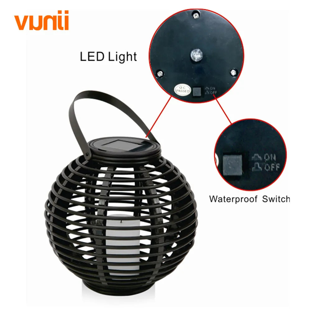 Waterproof LED Solar Powered Candle Lantern With Flickering  