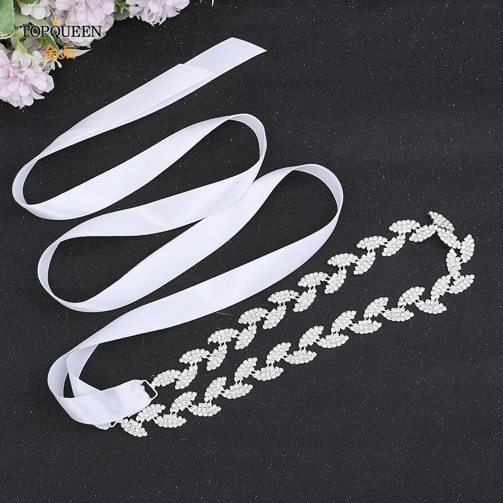 Wedding Belts for Bride Bridal Sash Silver Leaf Belt Dress  