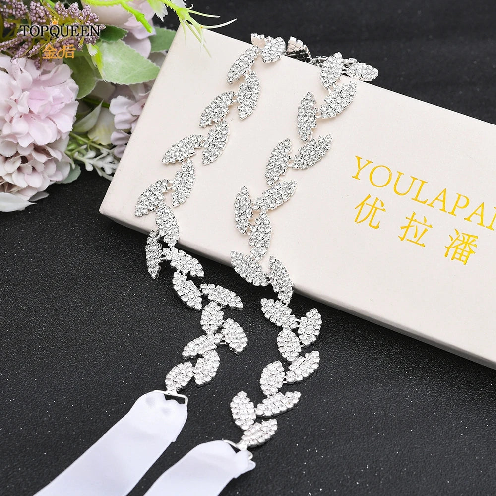 Wedding Belts for Bride Bridal Sash Silver Leaf Belt Dress  