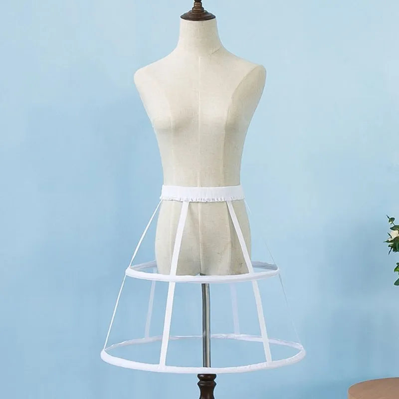 Wedding Bridal Elastic Waistband Adjustable Pannier Petticoat 2 Hoop Cage Skirt  