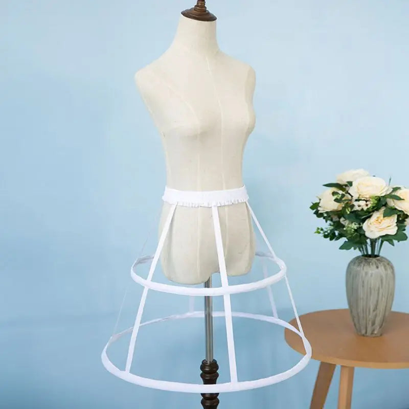 Wedding Bridal Elastic Waistband Adjustable Pannier Petticoat 2 Hoop Cage Skirt  