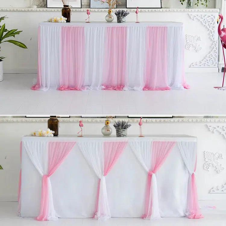 Wedding Tulle Tutu Table Skirt Pleated  