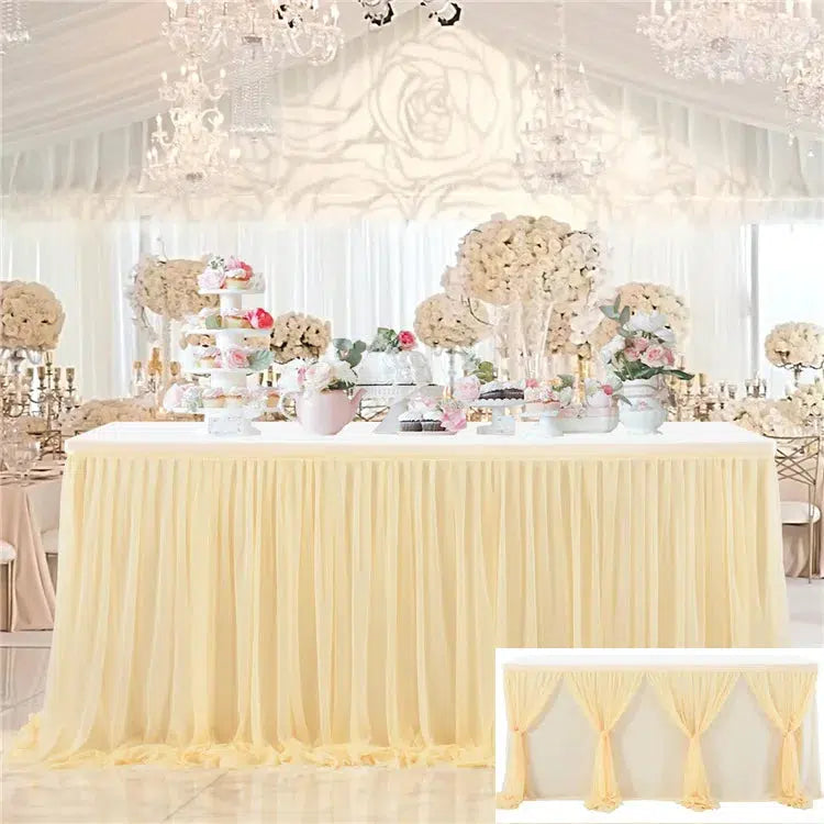 Wedding Tulle Tutu Table Skirt Pleated  