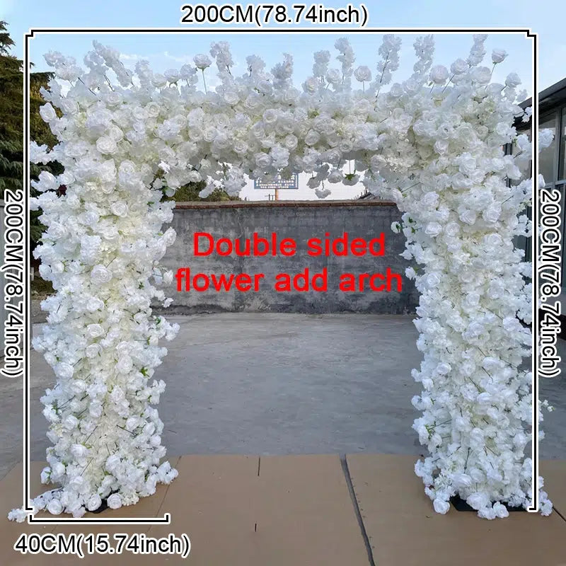 White Rose Flower Arch, Runners & Flower Balls  