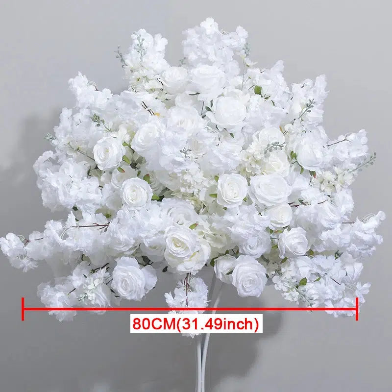 White Rose Flower Arch, Runners & Flower Balls  