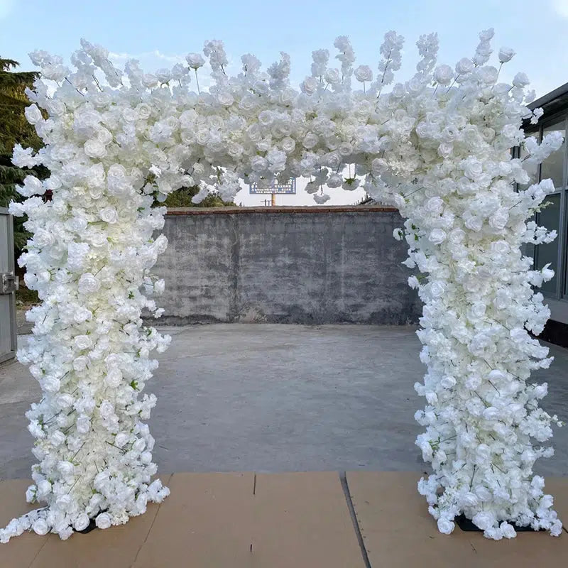 White Rose Flower Arch, Runners & Flower Balls  