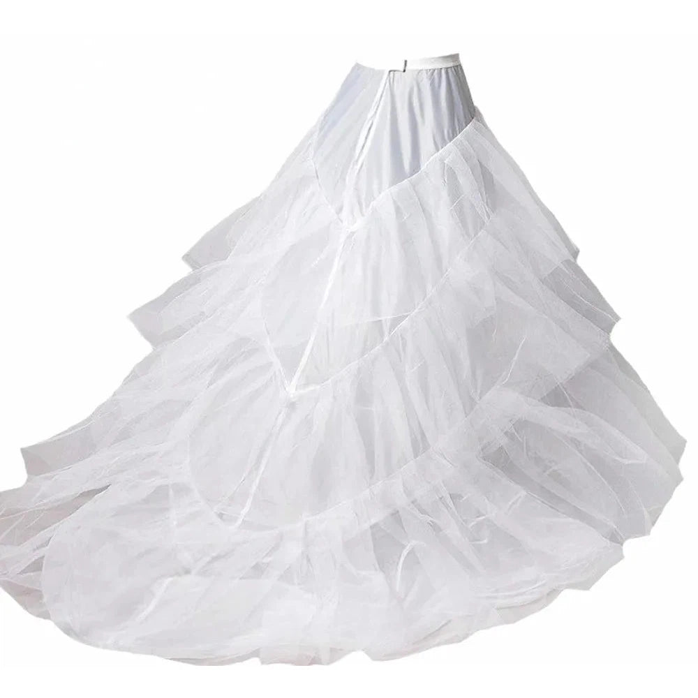 White or Black Long Train Petticoat 3 Hoops Underskirt  