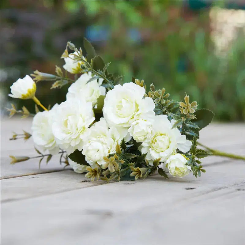 artificial bouquet silk flowers for decoration small roses autumn  