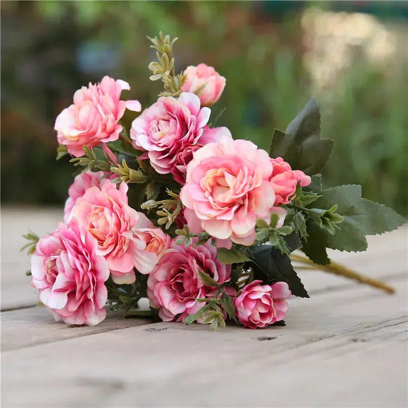 artificial bouquet silk flowers for decoration small roses autumn  