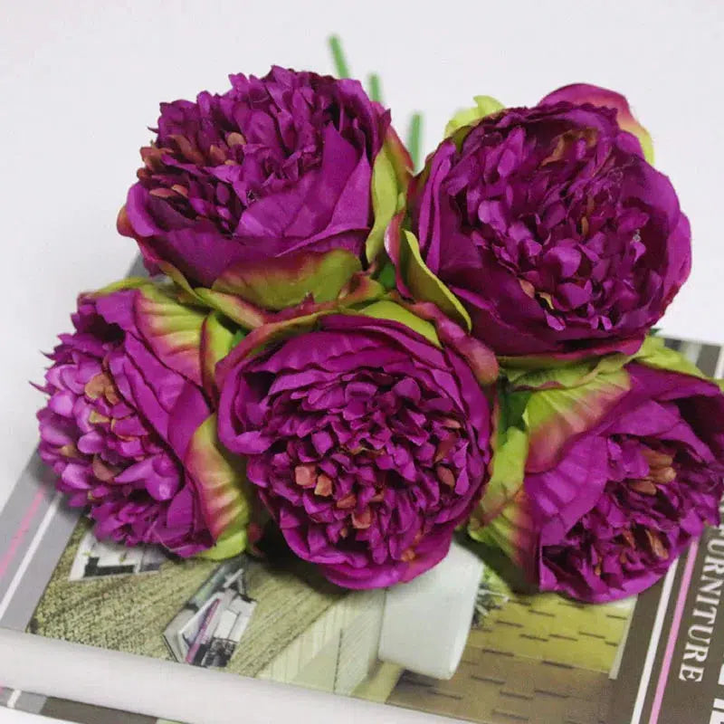 artificial silk pink peony flowers 5 heads  