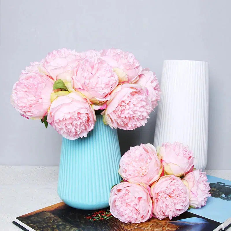 artificial silk pink peony flowers 5 heads  