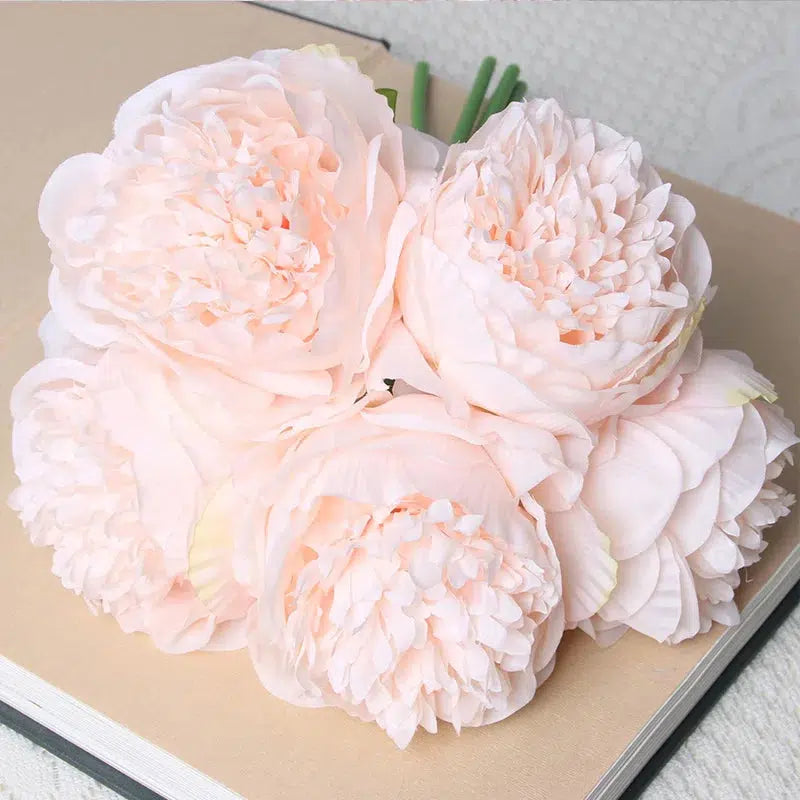 artificial silk pink peony flowers 5 heads  