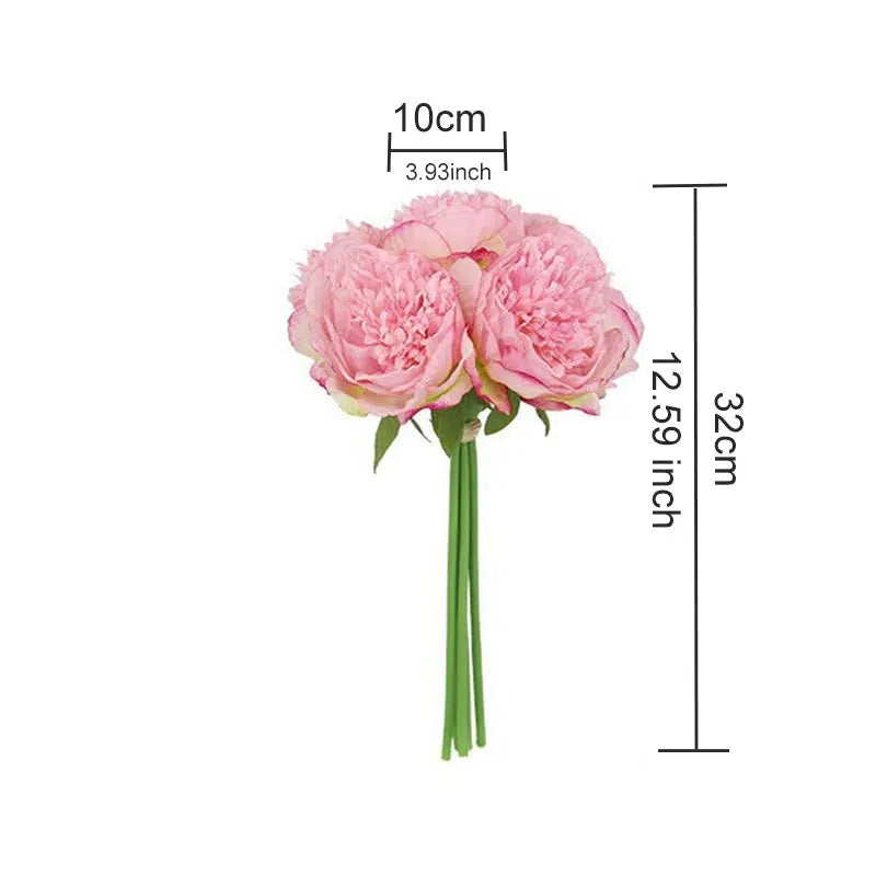 artificial silk pink peony flowers 5 heads  