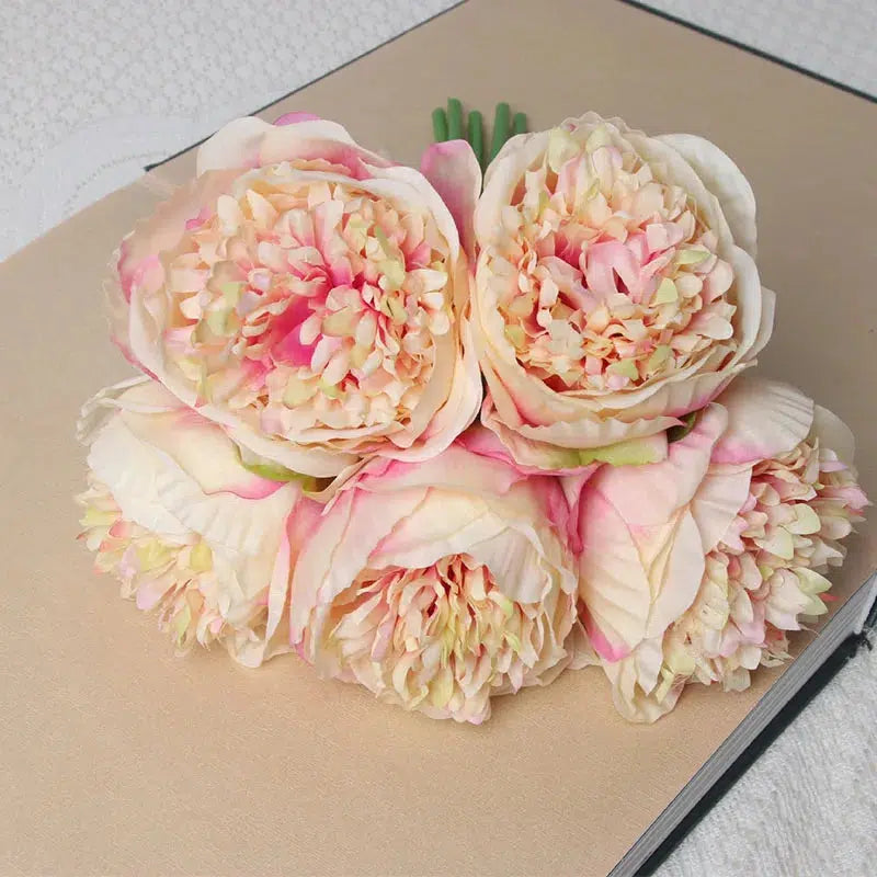 artificial silk pink peony flowers 5 heads  