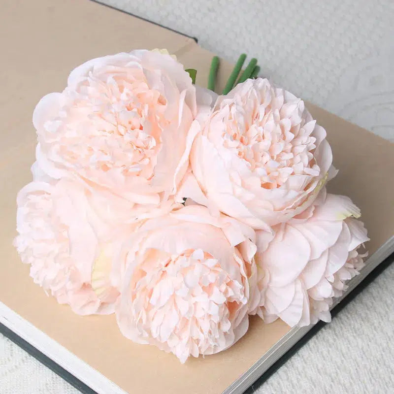 artificial silk pink peony flowers 5 heads  