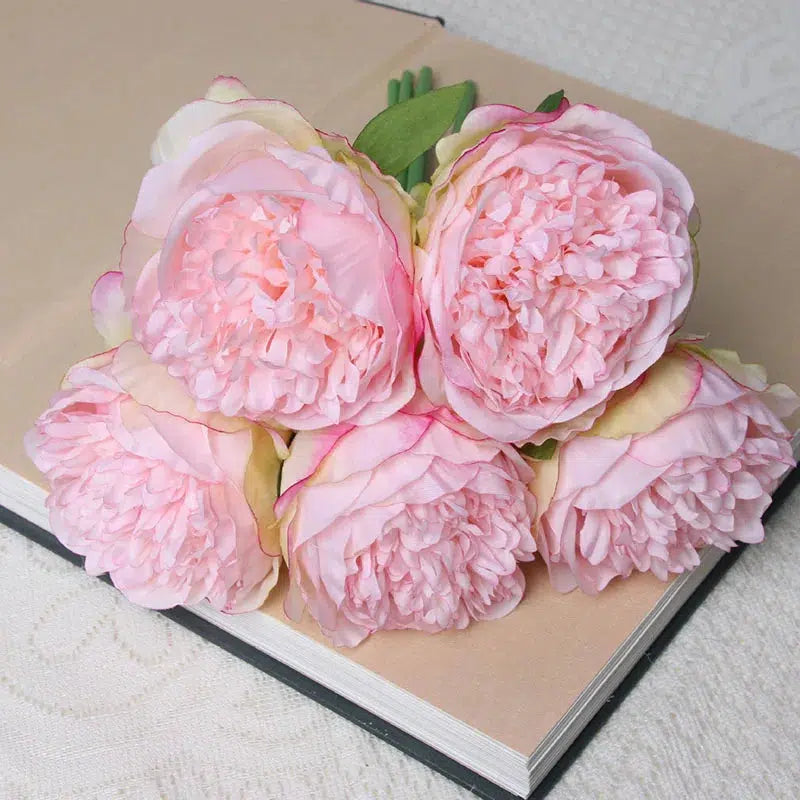 artificial silk pink peony flowers 5 heads  