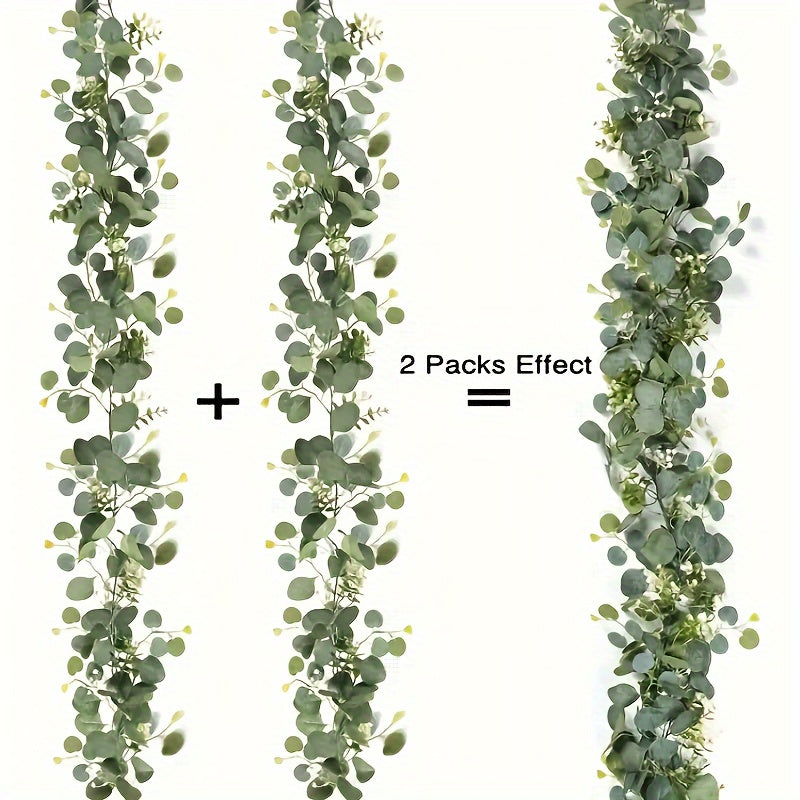 4-Pack Premium Artificial Eucalyptus Garland with White Flowers  