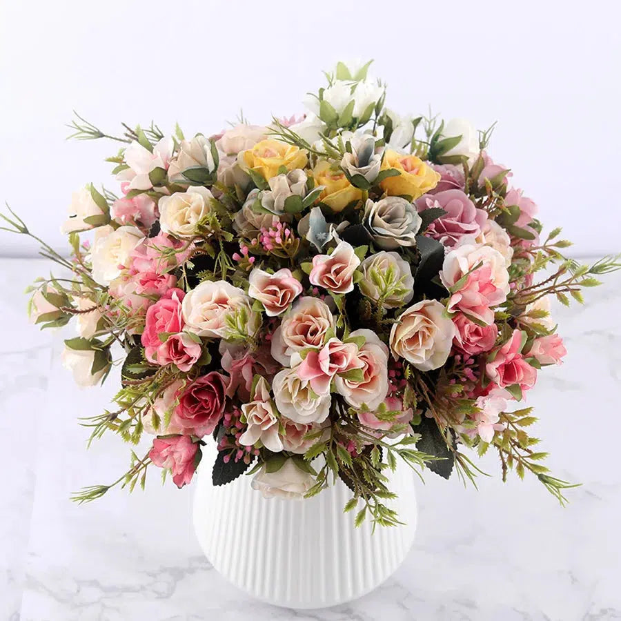 roses artificial flowers high quality bouquet hydrangea gypsophila  