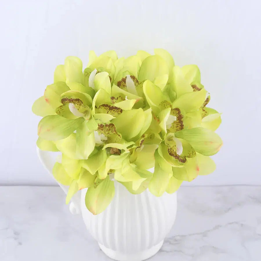 white orchid artificial flowers real touch cymbidium flower  