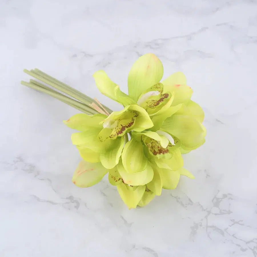 white orchid artificial flowers real touch cymbidium flower  